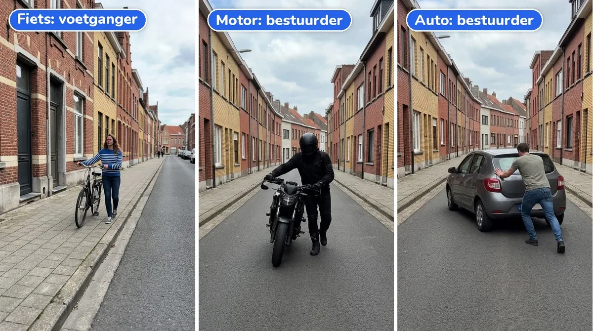 Illustratie bij: Voortduwen: voetganger of bestuurder?
