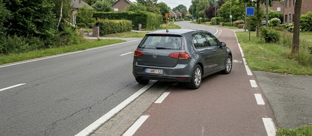 Illustratie bij: Fietspad en auto's