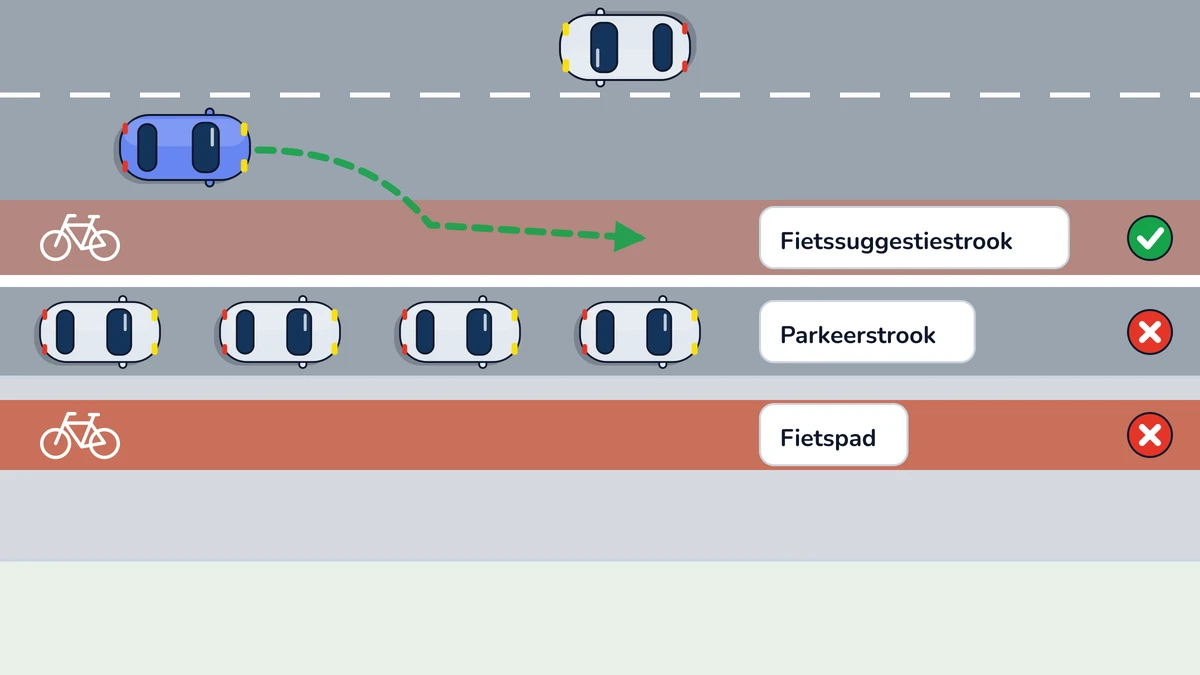 Illustratie bij: Waar mag je niet rijden om te kruisen?
